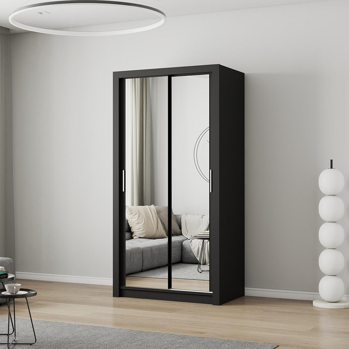 SKŘÍŇ s otočnými dveřmi Milan 100 cm 100/200/64 cm, 2dveřová, černý - černá, kompozitní dřevo (100/200/64cm) - imoebel24