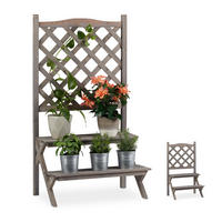 BLUMENTREPPE - Grau, Holz (61/109/40cm) - Relaxdays