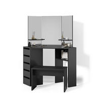 ECKSCHMINKTISCH Enna Schwarz 110 cm mit Bank - Schwarz, Holzwerkstoff (110/141.5/54cm) - Livinity®