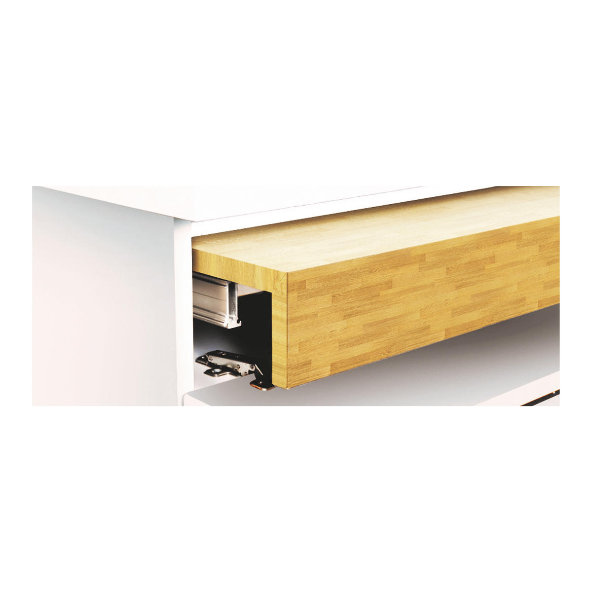 FÜHRUNG Oplà Top für ausziehbaren und hochkplappbaren Tisch, Aluminium, Edelstahl eloxiert - Edelstahlfarben, Metall (90/10/53cm) - EMUCA