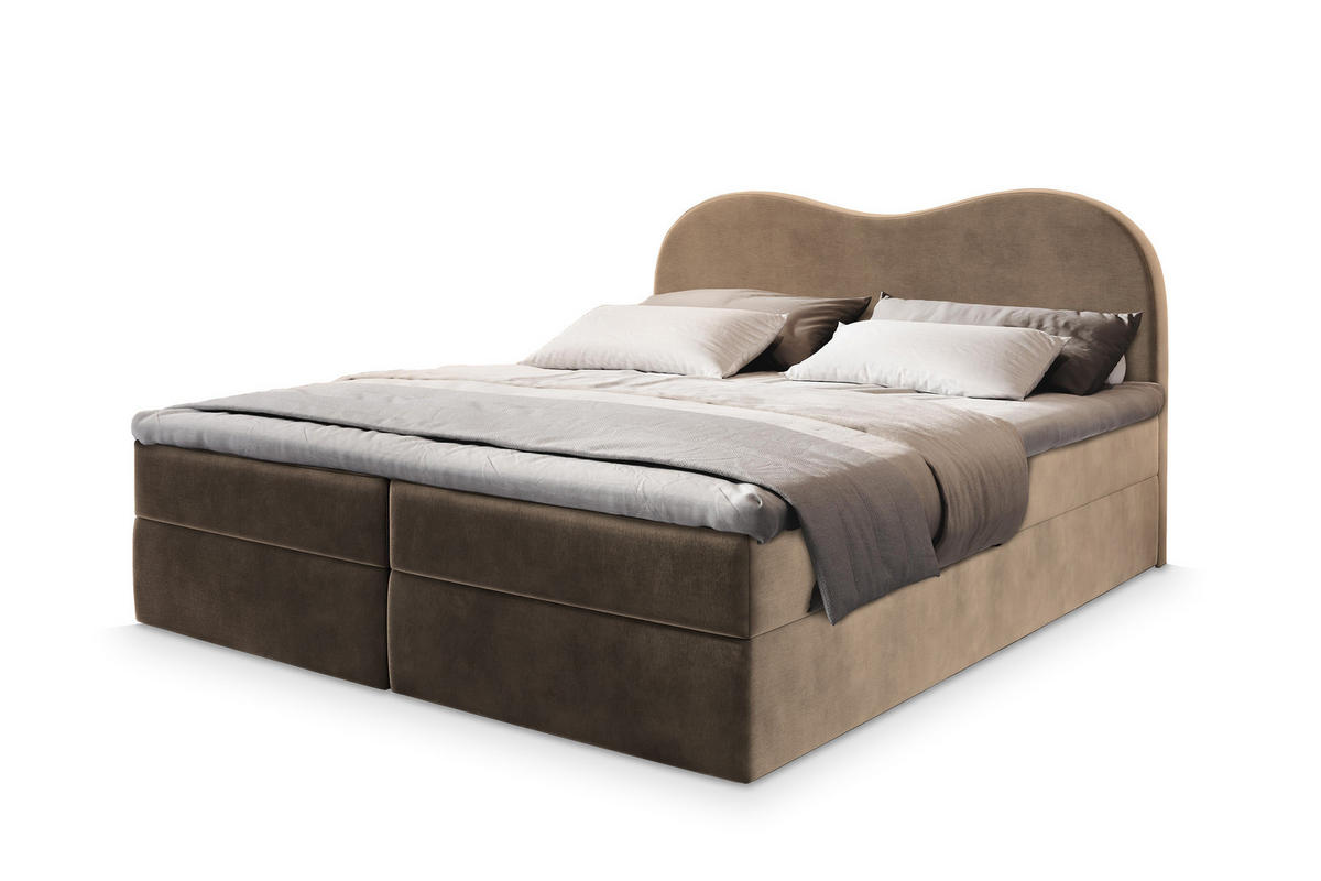 POSTEL BOXSPRING FLUVIA 140x200 cm, s matrací a úložným prostorem, béžová - béžová, kompozitní dřevo/textil (140/200cm) - MASSENO