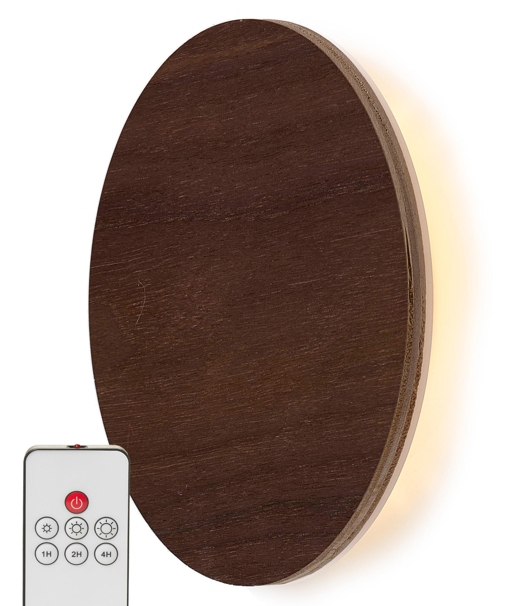 LED-BATTERIE Wandleuchte Indirektes Licht Echtholz Fernbedienung mit Timer Walnussholz - Braun, Holz (3.7/15/15cm) - Northpoint