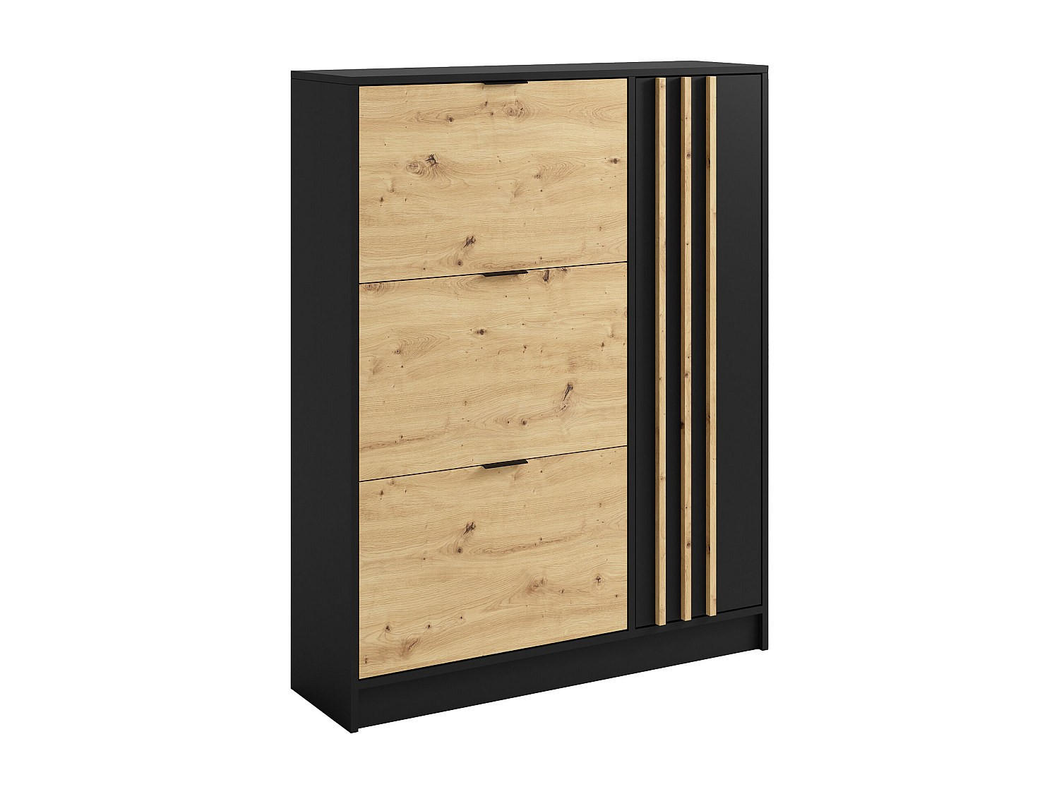 SCHUHSCHRANK - 102 cm x 30 cm - holz - schwarz, naturfarben hell Janakia - Schwarz/Naturfarben, Holz (102/130/30cm) - Vente-Unique