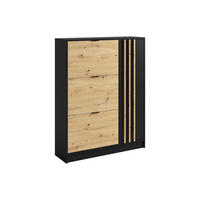 SCHUHSCHRANK - 102 cm x 30 cm - holz - schwarz, naturfarben hell Janakia - Schwarz/Naturfarben, Holz (102/130/30cm) - Vente-Unique
