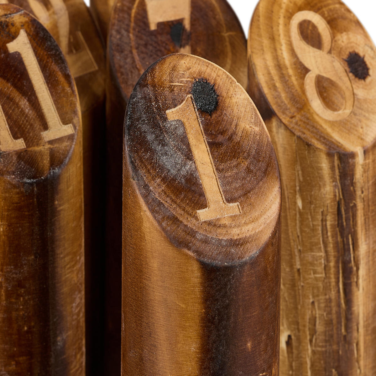 KUBB Wikingerspiel - Braun, Holz/Textil (28.5/17.5/18cm) - Relaxdays