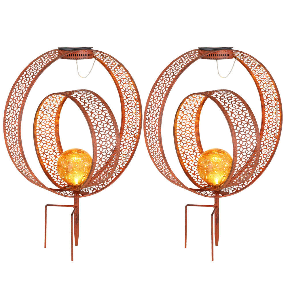 2X LED AUSSENLEUCHTE Solarleuchte Braun - Braun, Glas (30/20/42cm) - Globo Lighting
