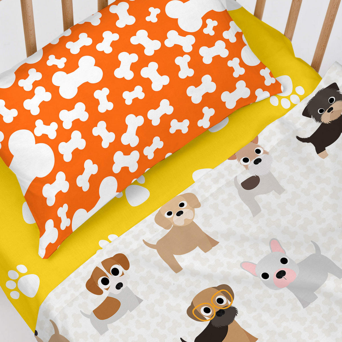 SPANNBETTTUCH dogs 60x120x14 cm (kinderbett) mehrfarbig - Multicolor, Textil (60/120cm) - Happy Friday