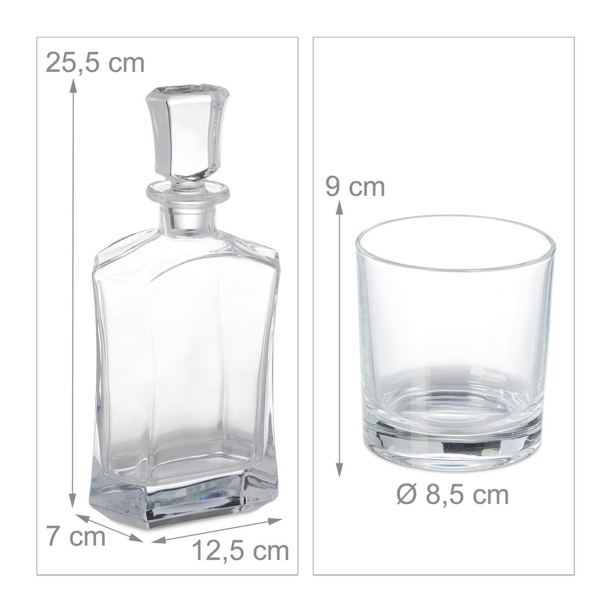 5-TLG.WHISKY-SET - Transparent, Glas (0.75L) - Relaxdays