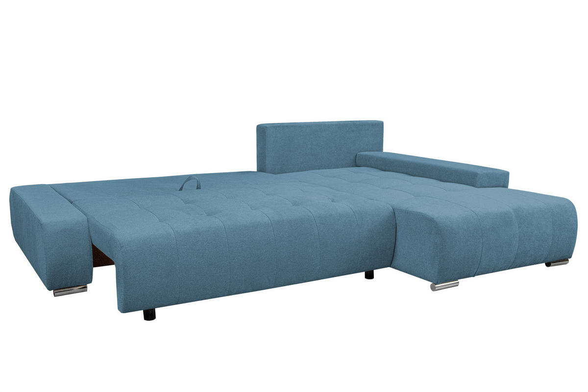 ECKSOFA Bloom mit Bettkasten und Schlaffunktion L-Form - Blau, Textil (267/185cm)