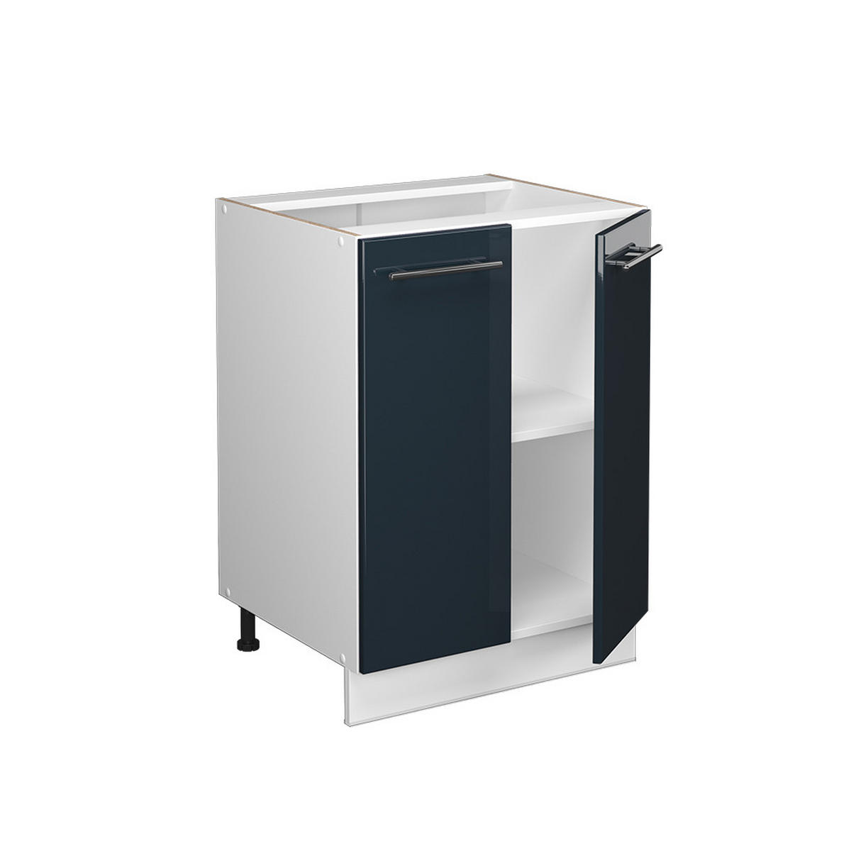 KÜCHENUNTERSCHRANK Fame-Line Dunkelblau Hochglanz 60 cm, AP Anthrazit - Weiß/Dunkelblau, Holzwerkstoff (60/82/60cm) - Vicco