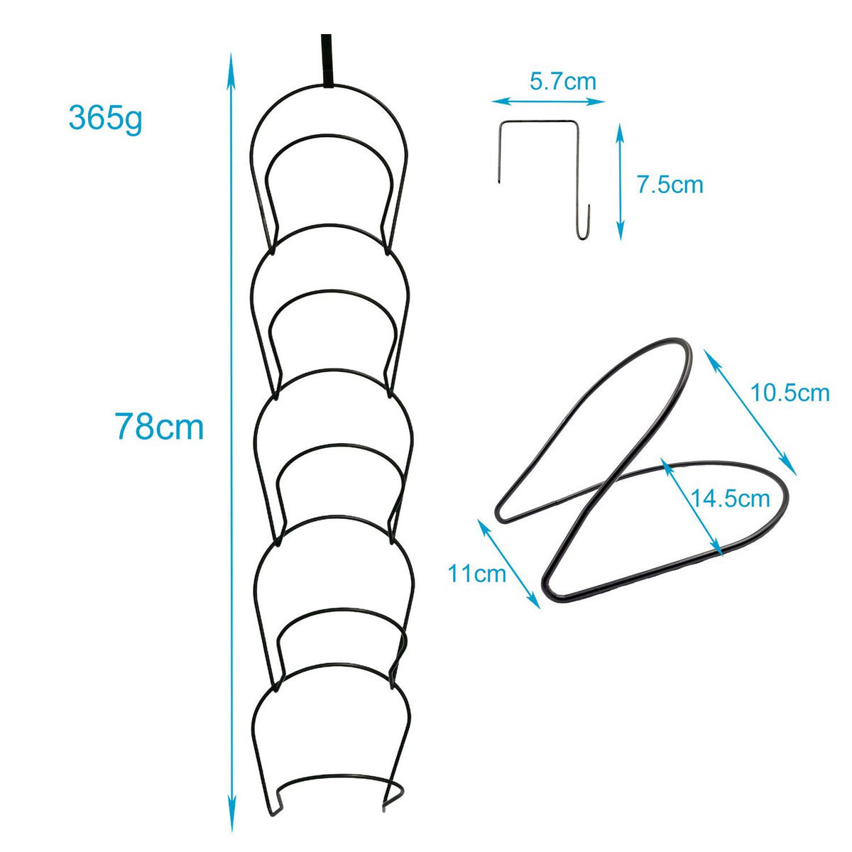HUT STÄNDER - Schwarz, Metall (16.9/78/16.9cm) - Intirilife