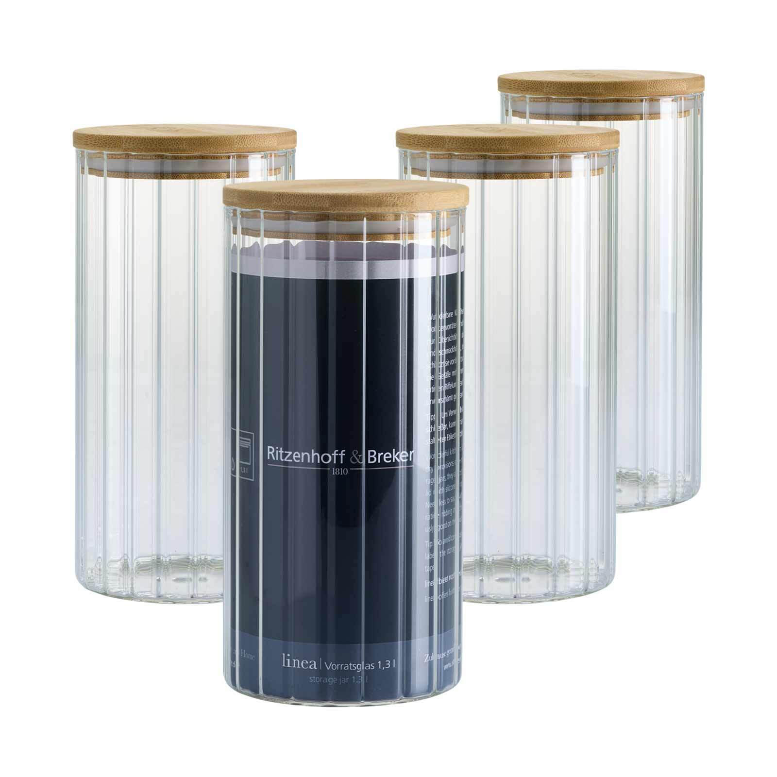 VORRATSGLÄSER Linea transparent 1,3 l 4er Set - Transparent, Glas (10/21/10cm) - Ritzenhoff Breker