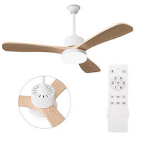 DECKENVENTILATOR mit LED-Licht, 106,6 cm, 3 Holzflügel, 6 Stufen & Timer - Naturfarben, Metall (106.6/106.6/52cm) - EuroLiving