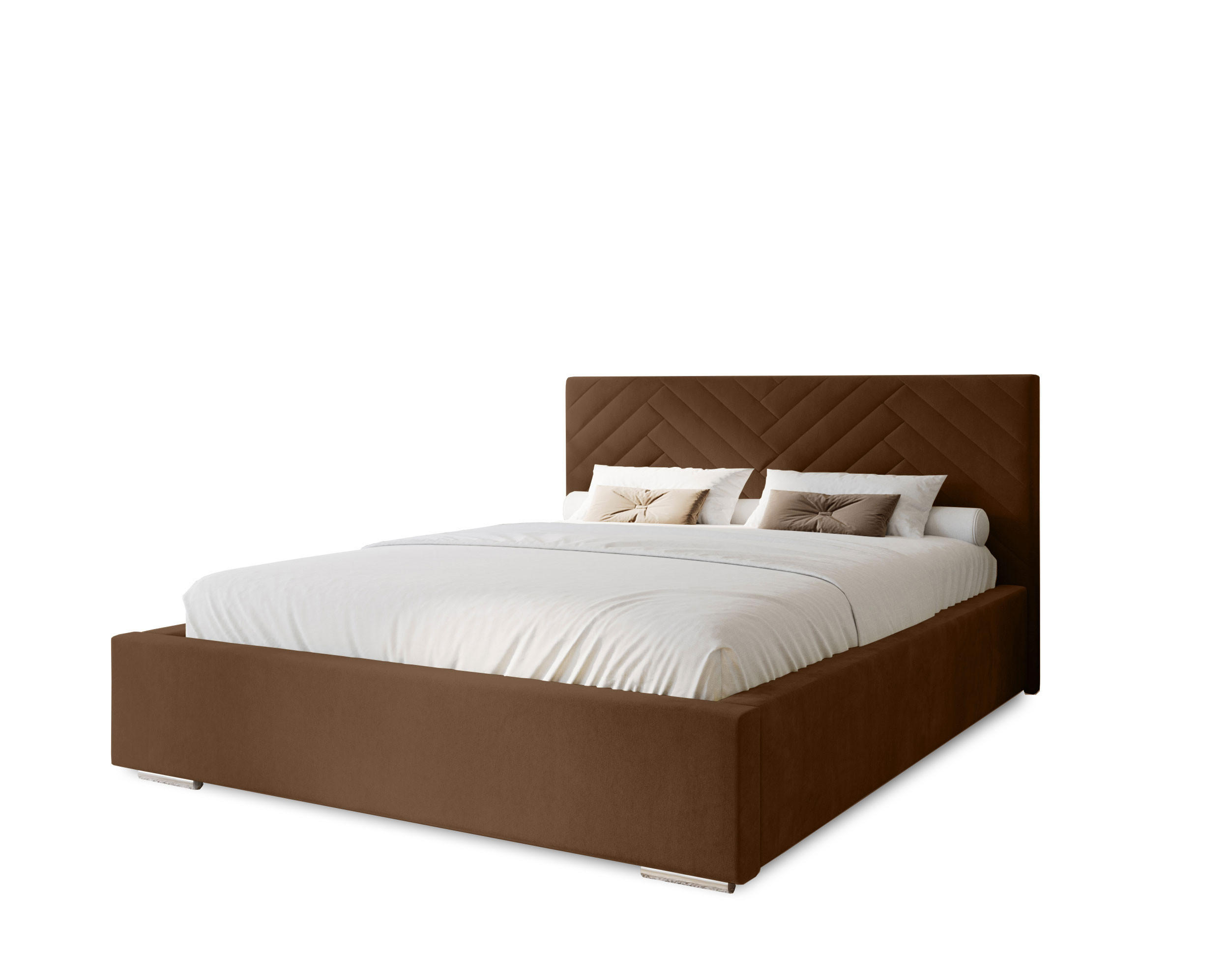 POLSTERBETT Aura 200x200 cm, Doppelbett mit Bettkasten und Lattenrost aus Holz, Velourstoff: Dunkelbraun - Dunkelbraun, Holz/Kunststoff (200/200cm) - Marpur