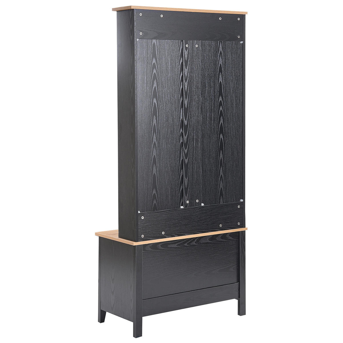 ORGANIZATOR ZA ČEVLJE s stojalom za oblačila črna/svetlo rjava Durack - svetlo rjava/črna, leseni material (76/170/39cm) - Beliani