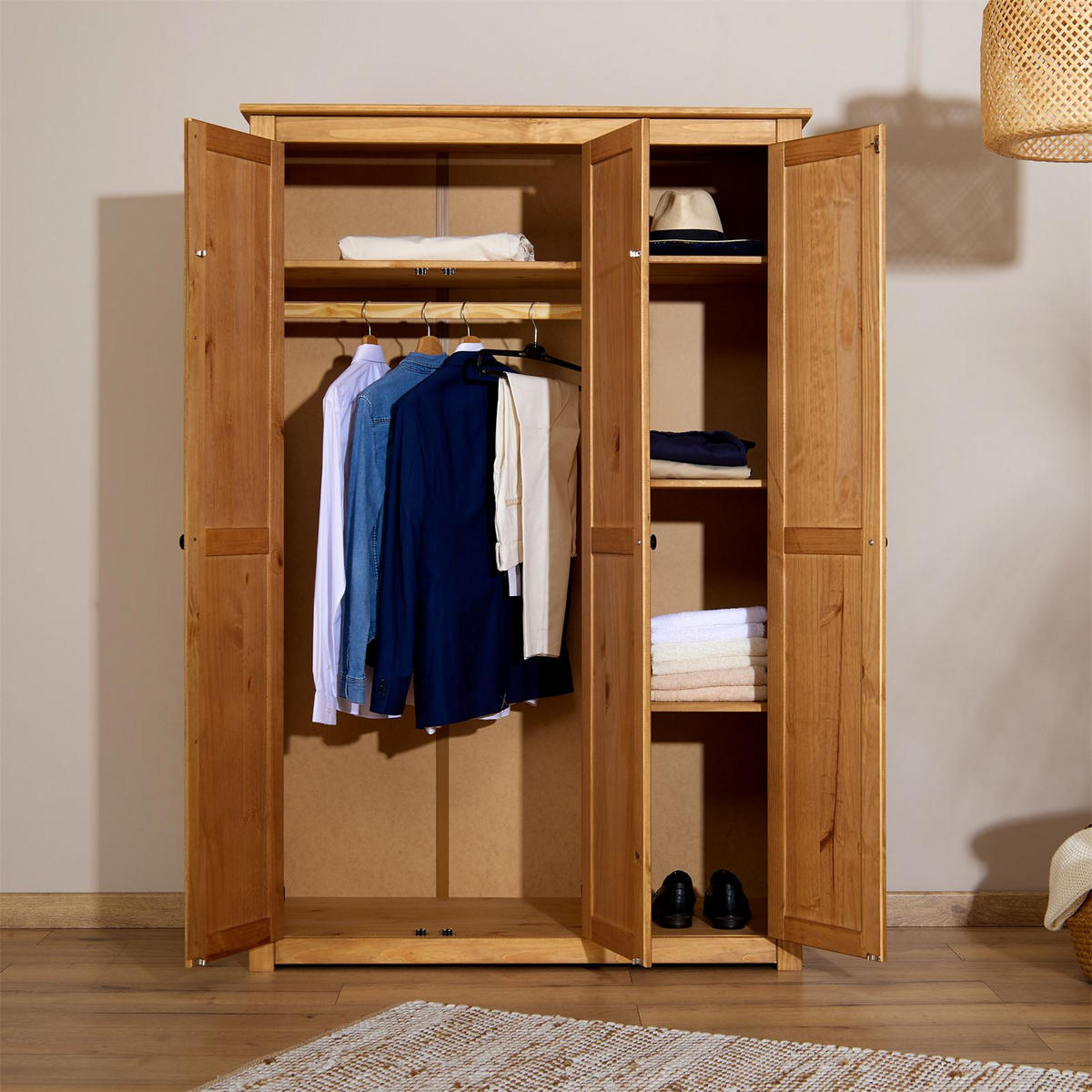 KLEIDERSCHRANK CANCUN - Kieferfarben, Holz (118/175/50cm) - CARO-Möbel