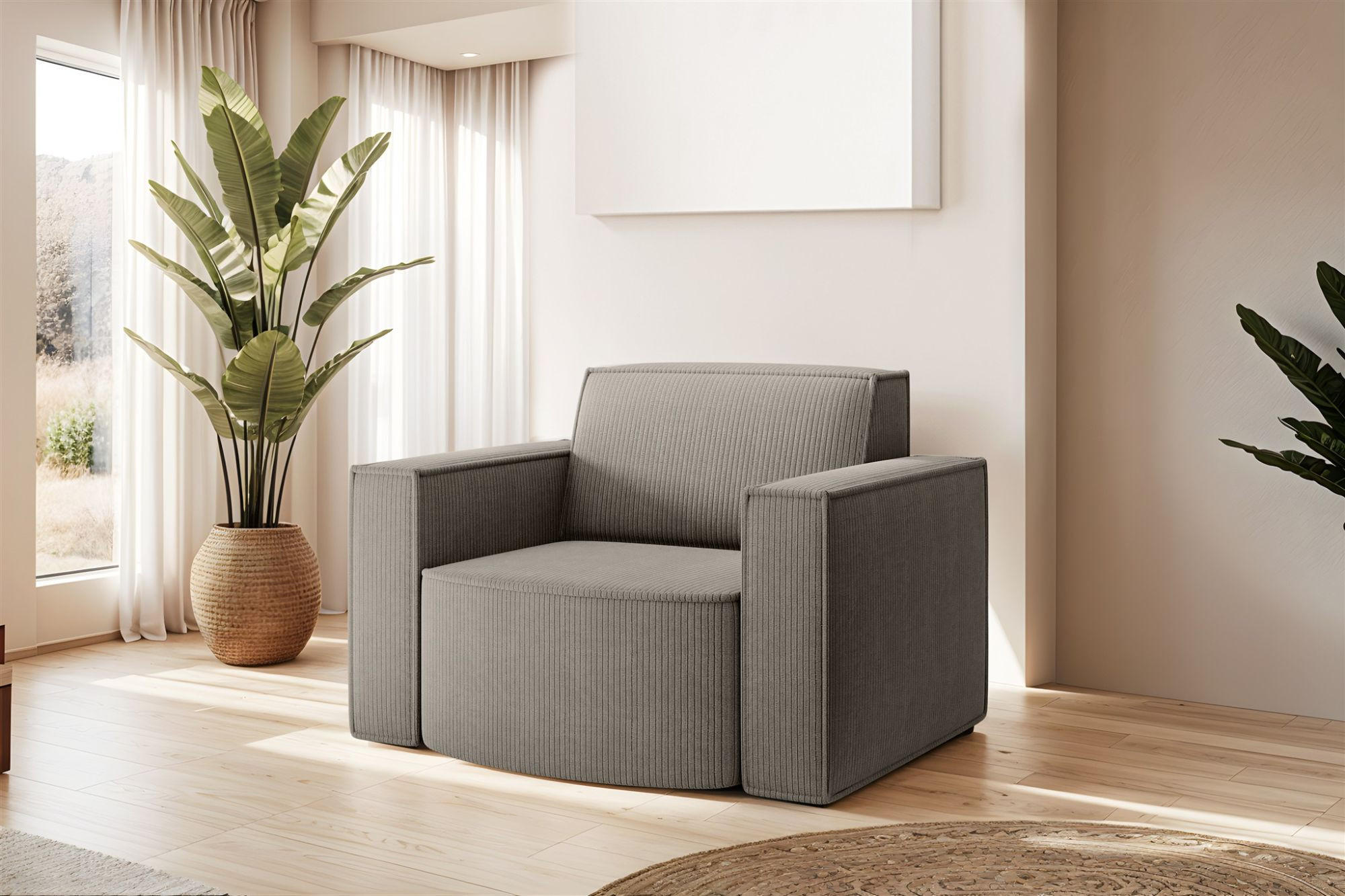 SESSEL Palma In Stoff Scala - Grau, Holzwerkstoff/Textil (98/74/89cm) - Fun Möbel