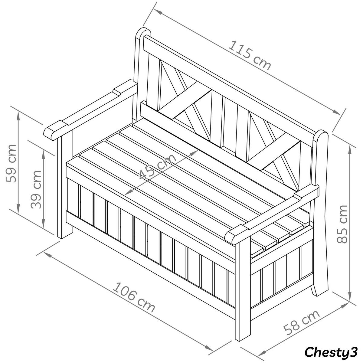 GARTENBANK aus Holz wetterfest mit Stauraum, für Balkon & Garten - Braun, Holz (115/85/58cm) - needs&wants