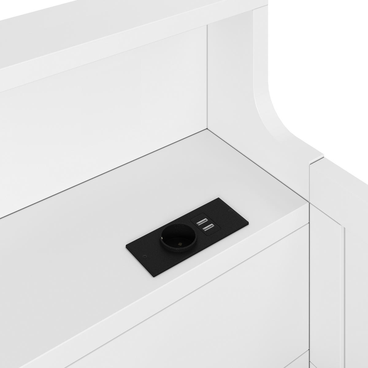 HOCHBETT 90/200 cm in Weiß Kinderbett mit 3 Schubladen, Regal, Schreibtisch, LED und USB - Weiß, Holzwerkstoff (90/200cm) - STILVORA