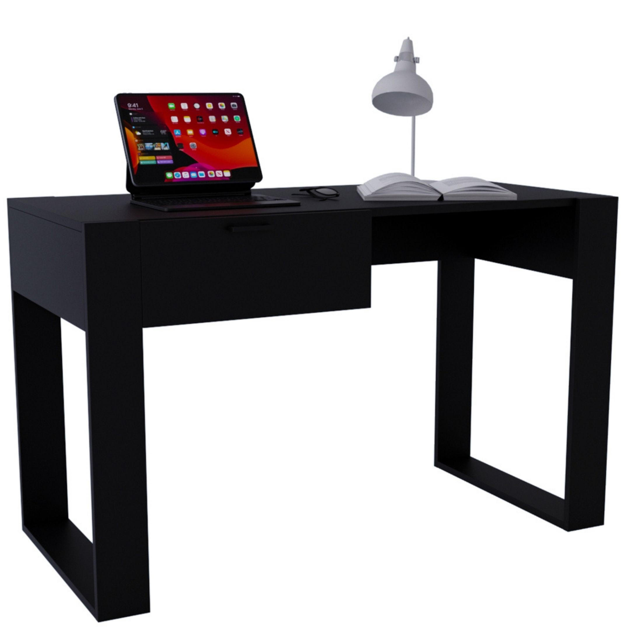 SCHREIBTISCH Schwarz 120/73/53,6 cm - Schwarz, Holzwerkstoff (53.6/120/73cm) - CraftPAK