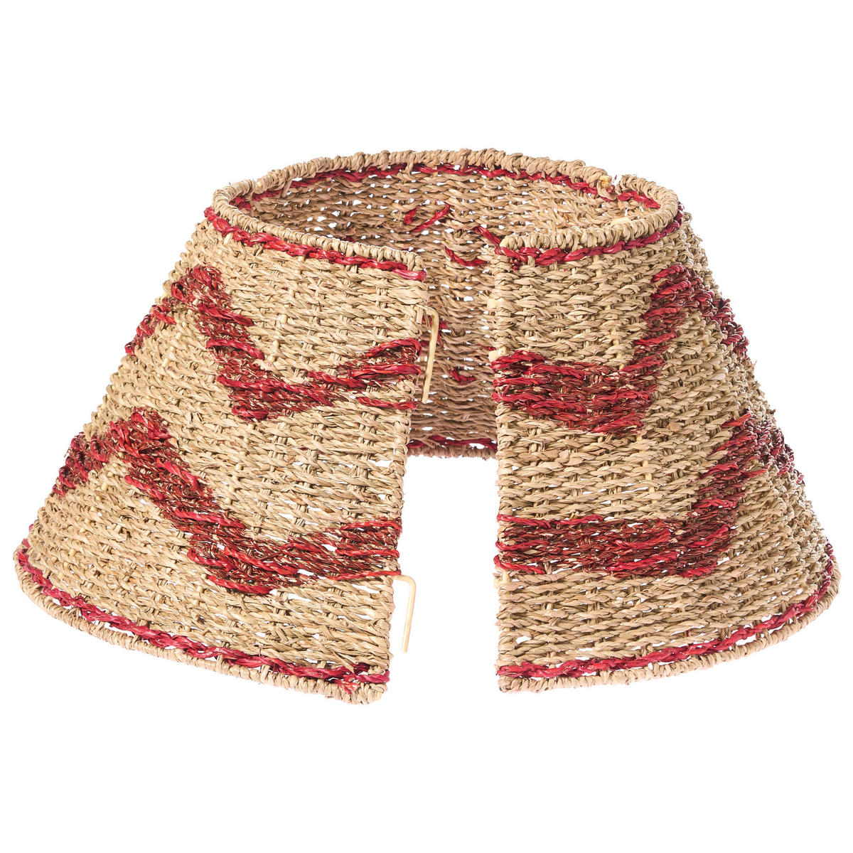 WEIHNACHTSBAUMKRAGEN 24 cm Naturfarben Hiver - Rot/Naturfarben, Naturmaterialen (24cm) - Beliani