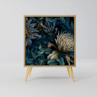 SIDEBOARD TWILIGHT BLOOM, Eichefarben, 57,5x42x75,5 cm, Goldfarbene Metallfüße - Eichefarben/Goldfarben, Holzwerkstoff/Metall (57.5/75.5/42cm) - SpaceRebels
