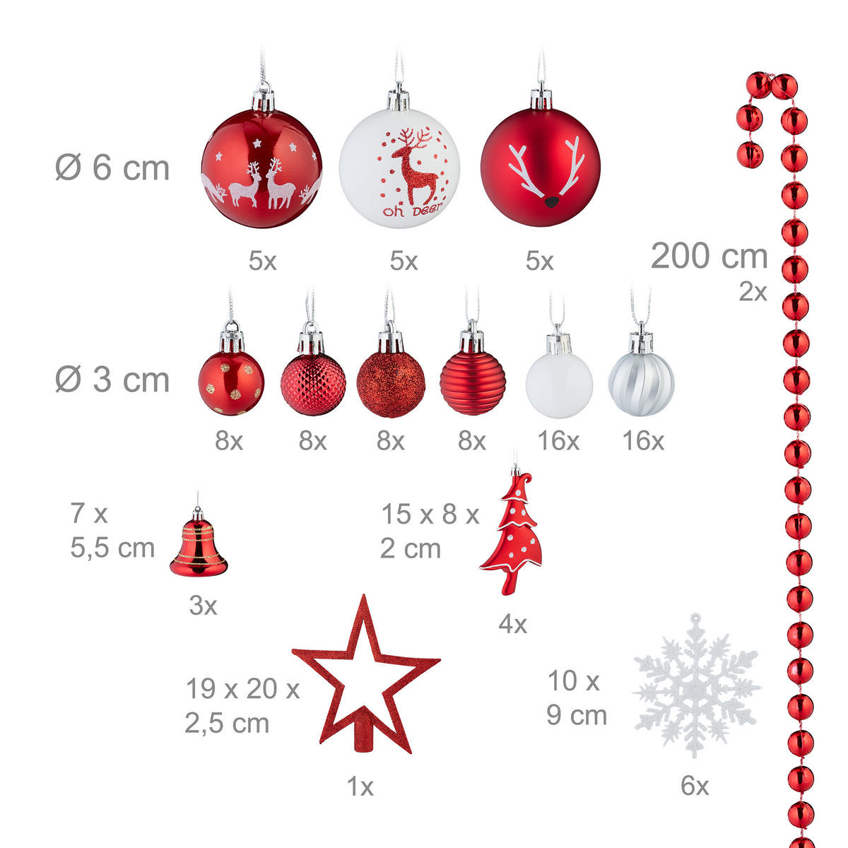 103-TLG.WEIHNACHTSKUGELN-SET - Multicolor, Kunststoff (20/19/2.5cm) - Relaxdays