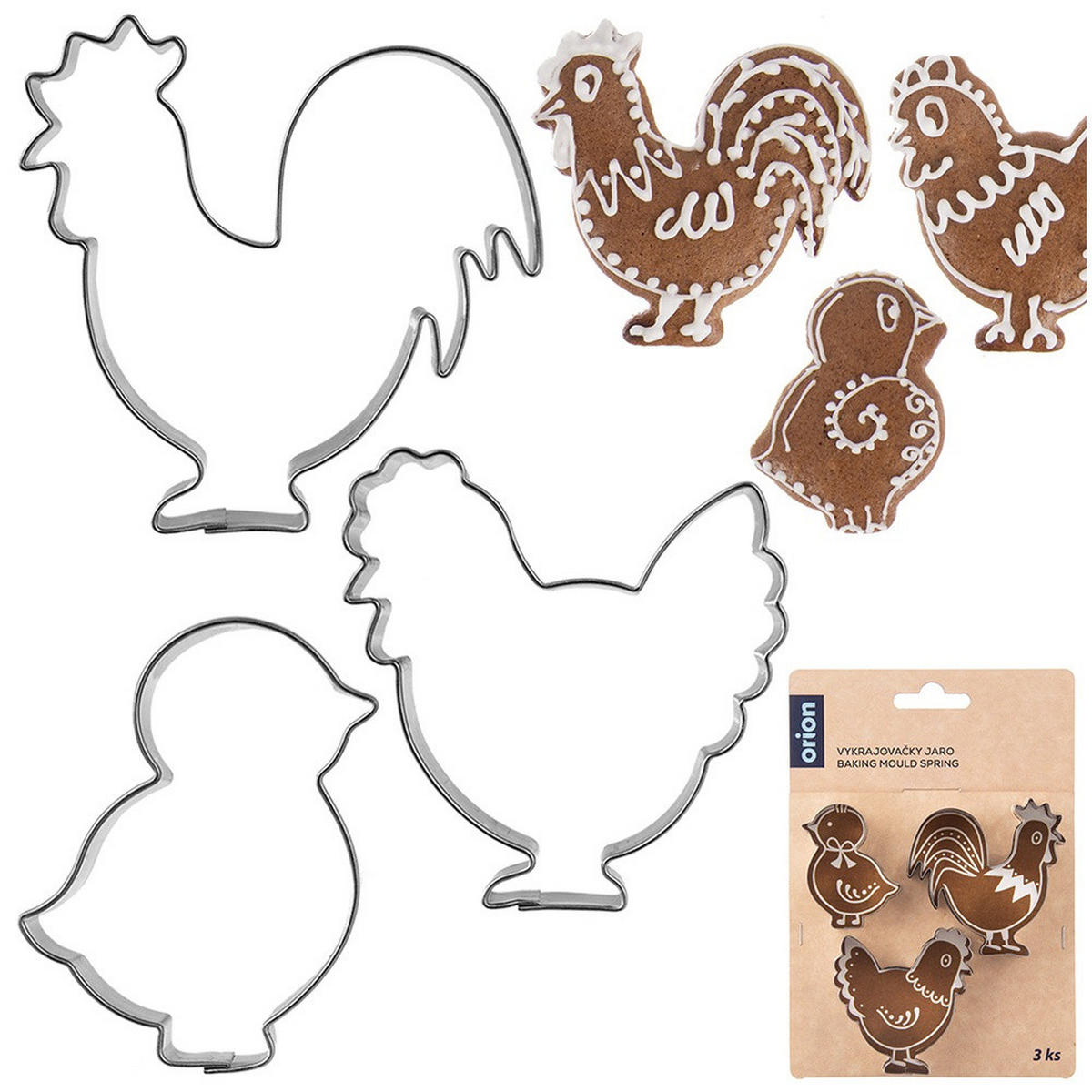 AUSSTECHFORMEN-SET Farm 3-teilig Silber - Silberfarben, Metall (6.5/1.5/6.5cm) - Orion 