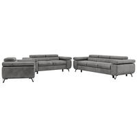SEDACÍ SOUPRAVA PETER 1+2+3 - Světle šedá Samet - černá/stříbrná, kov/textil (262/76/99cm) - MKS