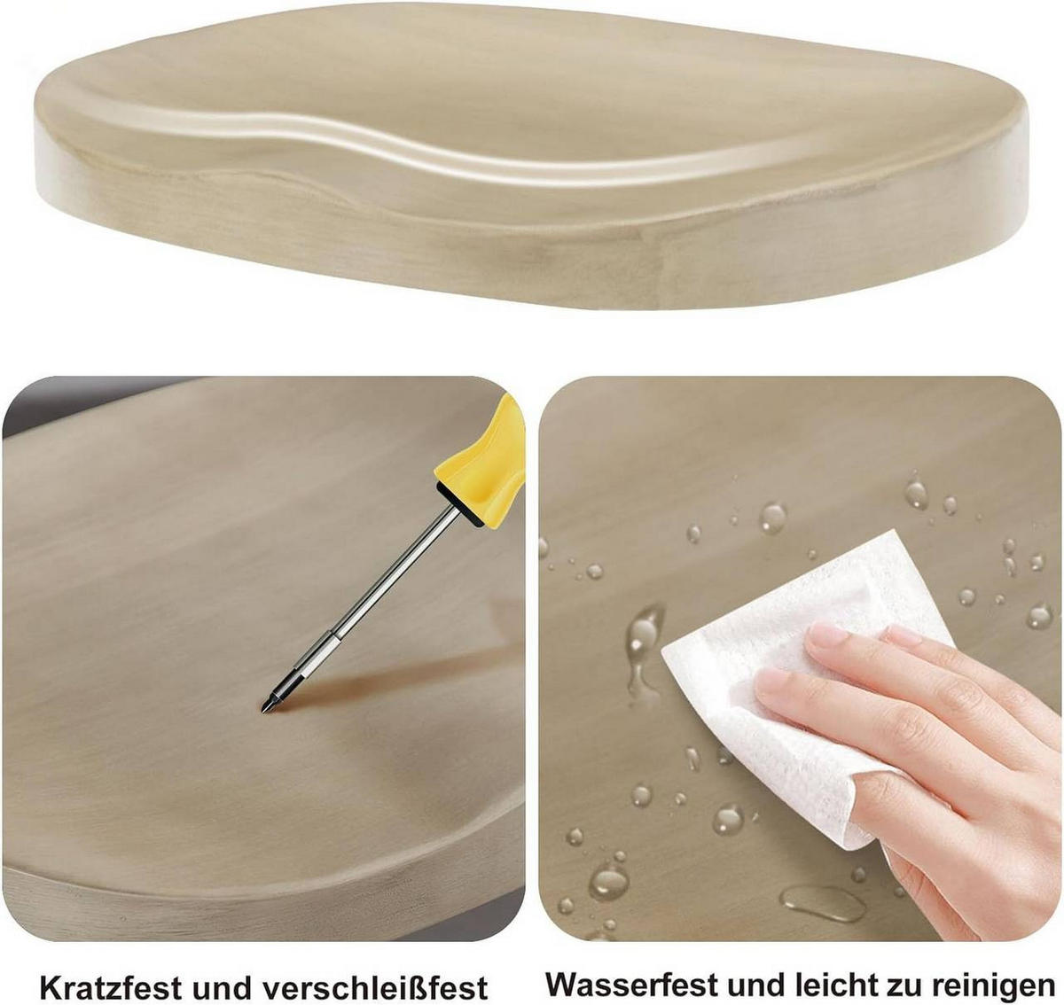 BARHOCKER 4er Set mit Sattelsitz, aus Massivholz, Helle Holzoptik - Ahornfarben/Schwarz, Holz/Metall (41.5/60/31.5cm) - Woltu