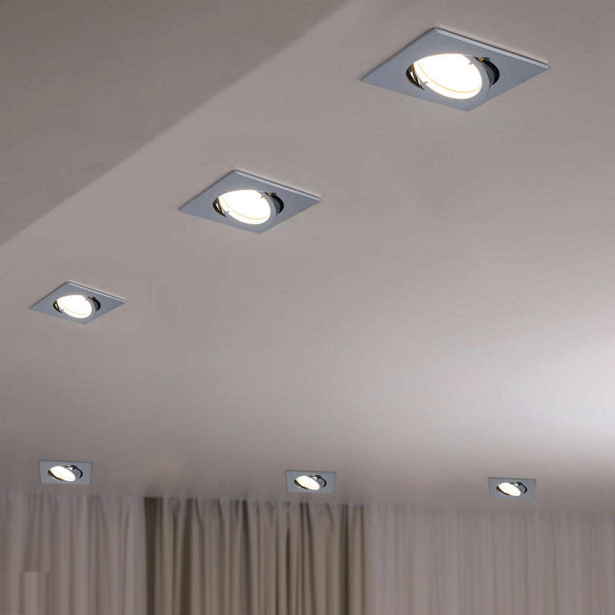 LED EINBAULEUCHTE Chrom Silber eckig - Silberfarben, Metall (8.2/8.2/2.5cm)