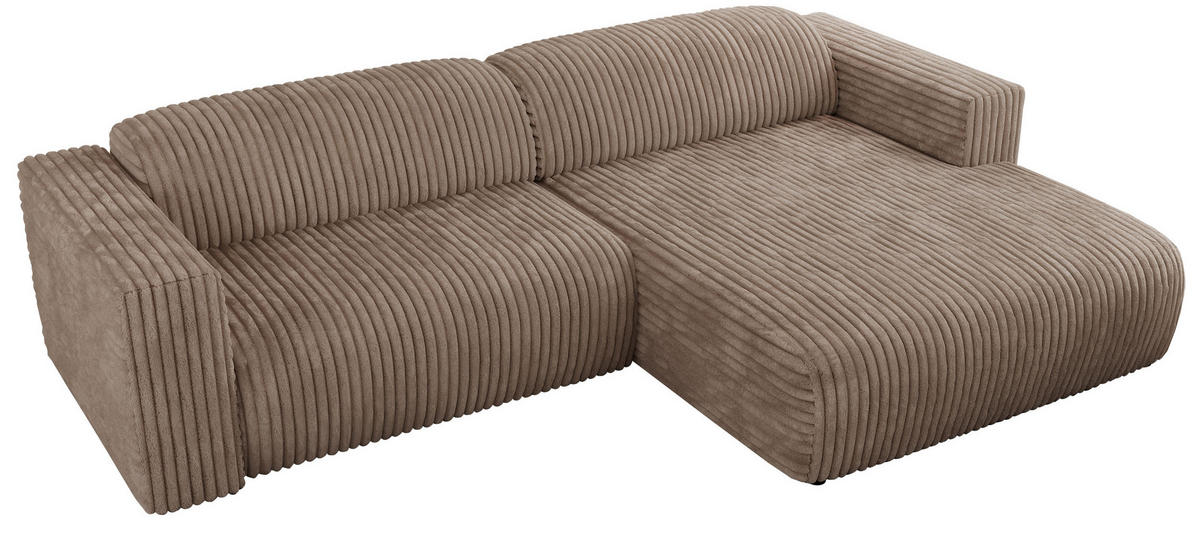 ECKSOFA PASADENA Braun Cord - Rechts Seite - Schwarz/Braun, Kunststoff/Textil (180/288cm) - MKS
