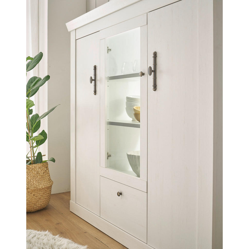Thumbnail - Furn.Design Highboard, Weiß, Holzwerkstoff, Nachbildung,Pinie, 8 Fächer, 141x146x45 cm, Wohnzimmer, Kommoden & Sideboard...