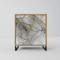 SIDEBOARD TIMELESS GLIDE, Eichefarben, 57,5x42x67,5 cm, Schwarze Metall-Rahmenfüße - Eichefarben/Multicolor, Holzwerkstoff/Metall (57.5/67.5/42cm) - SpaceRebels