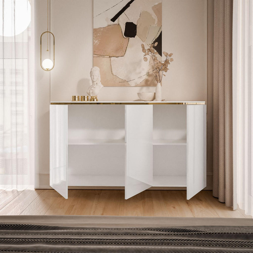 Thumbnail - Lookway Kommode, Weiß Hochglanz, Holzwerkstoff, Uni, Rechteckig, 140x76x40 cm, Wohnzimmer, Kommoden & Sideboards, Kommod...