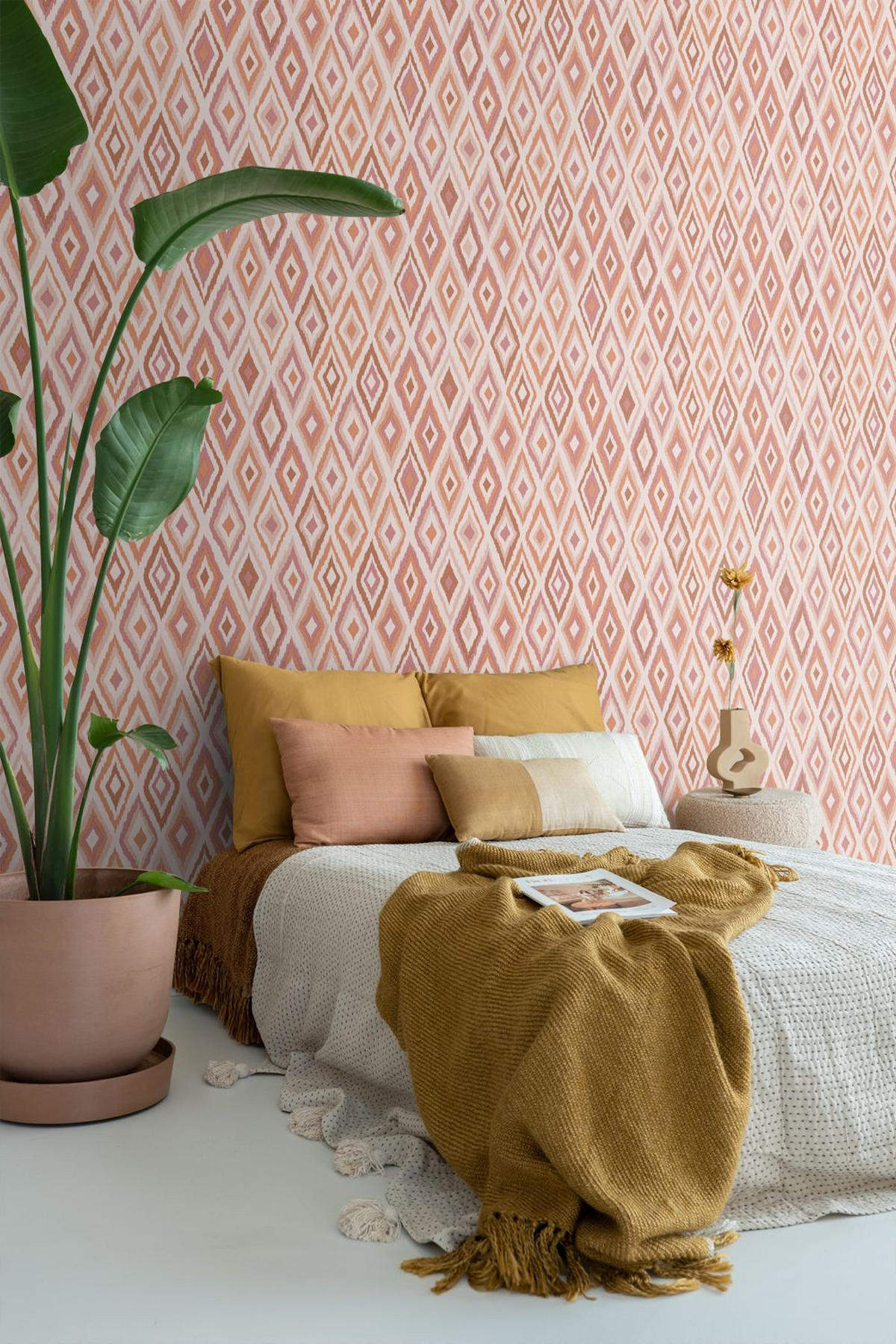 TAPETE Karomuster 50 x 900 cm - Terracotta, Papier (50/900cm) - ESTAhome