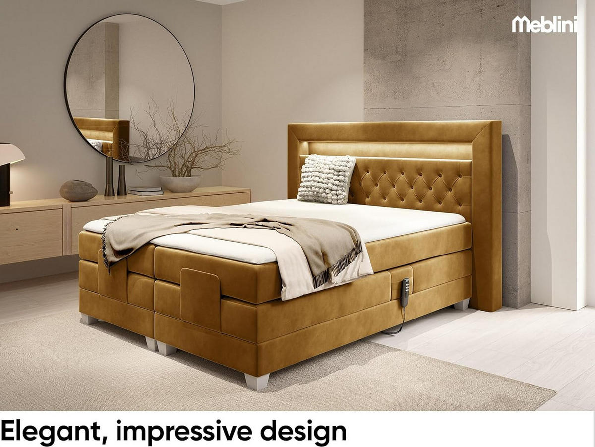 BOXSPRINGBETT SANTORE - Gelb, Holzwerkstoff (120/200cm) - Meblini