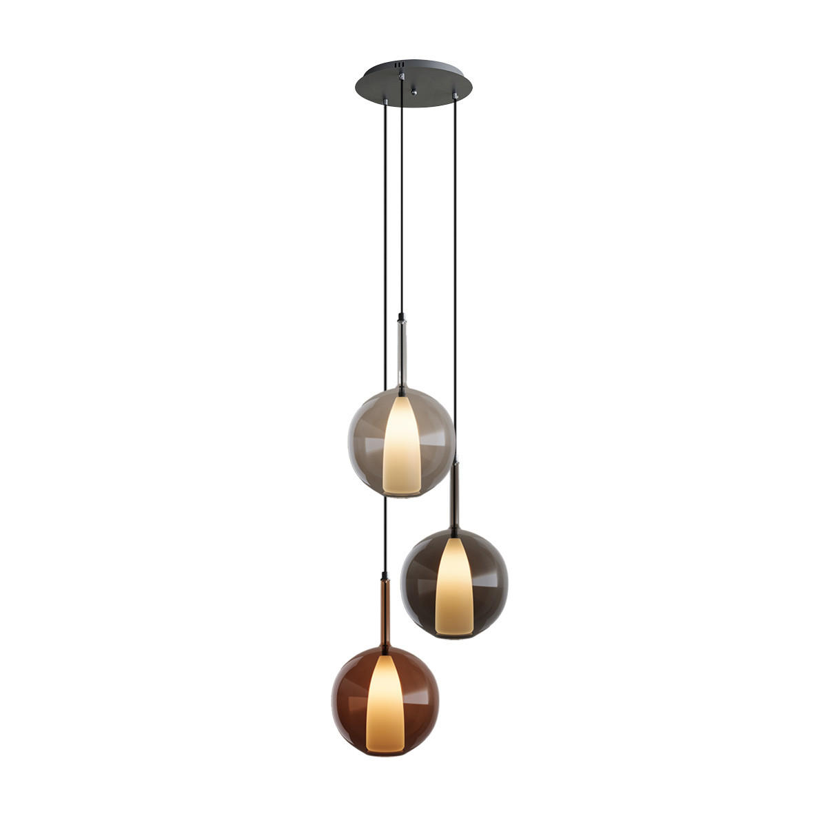 GALERIELEUCHTE Belluna 3-flammig Mehrfarbig Ø 24cm - Multicolor, Glas (24/24/45cm) - s.luce