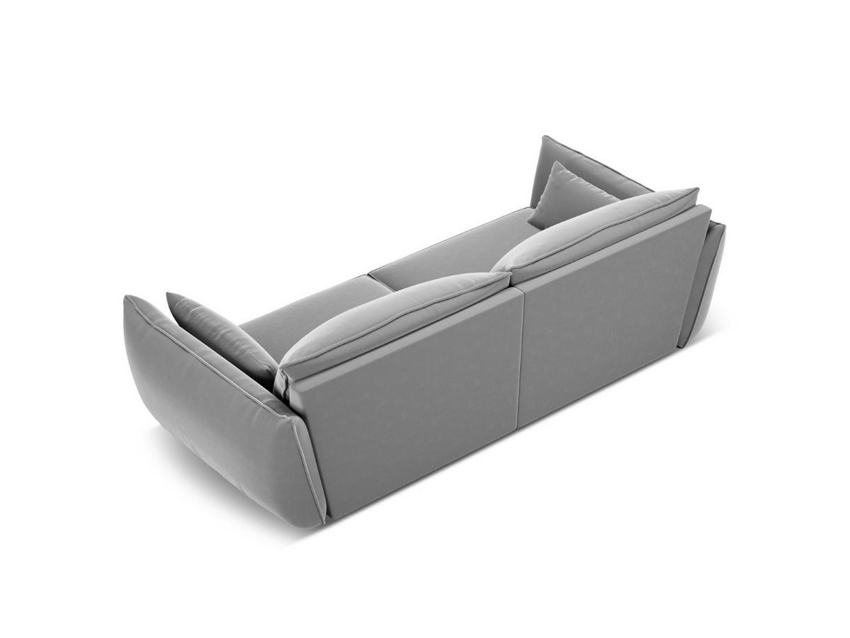 SOFA Kaelle aus Samt grau 3 Sitzplätze - Grau, Textil (100/85/208cm) - Micadoni