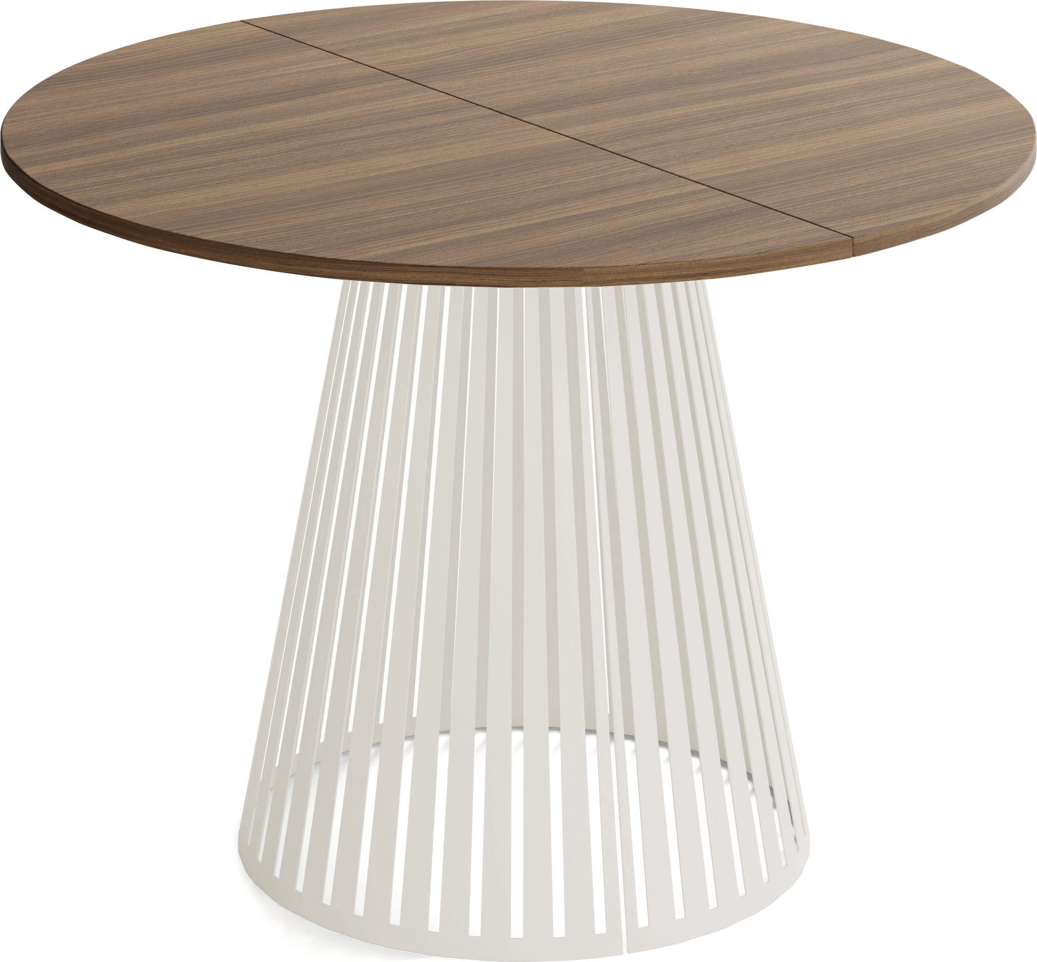 ESSTISCH Naro rund ausziehbar mit Lamellen-Metallgestell in Beige Kaschmir, Walnuss Braun 100-180/100/76 cm - Kaschmir/Walnussfarben, Holzwerkstoff/Metall (100/100/76cm) - WFL GROUP