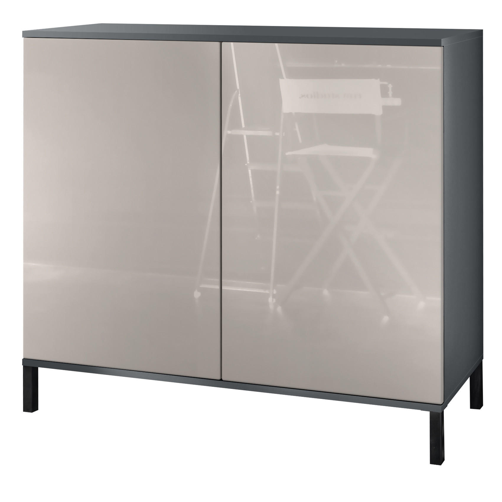 KOMMODE Skadu Sandgrau Hochglanz - Sandfarben, Holzwerkstoff (92.5/83.5/35cm) - Vladon