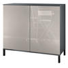 KOMMODE Skadu Sandgrau Hochglanz - Sandfarben, Holzwerkstoff (92.5/83.5/35cm) - Vladon