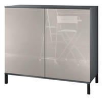 KOMMODE Skadu Sandgrau Hochglanz - Sandfarben, Holzwerkstoff (92.5/83.5/35cm) - Vladon