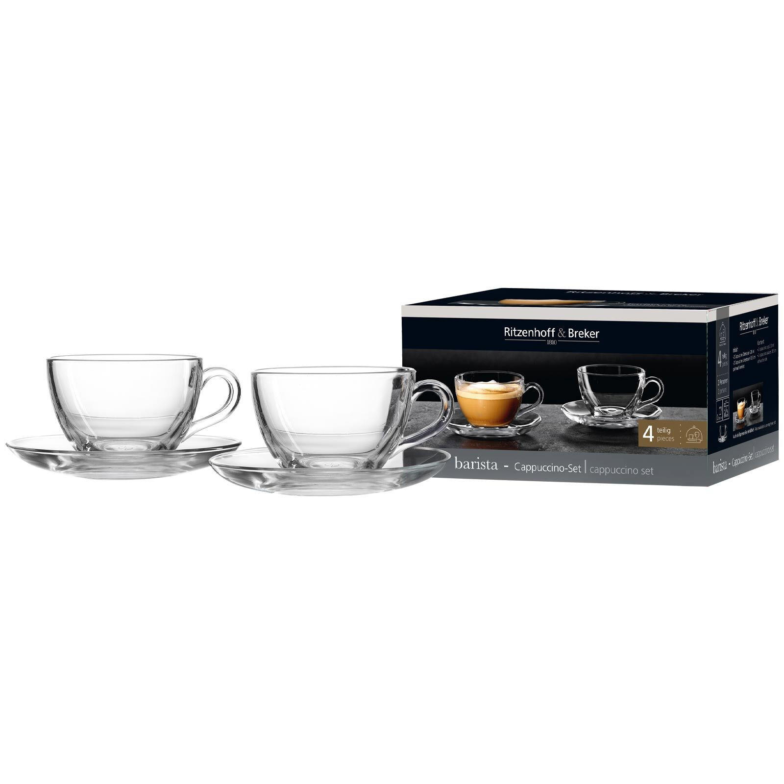CAPPUCCINO-SET Barista transparent 220 ml 6er Set - Transparent, Glas (0.22L) - Ritzenhoff Breker