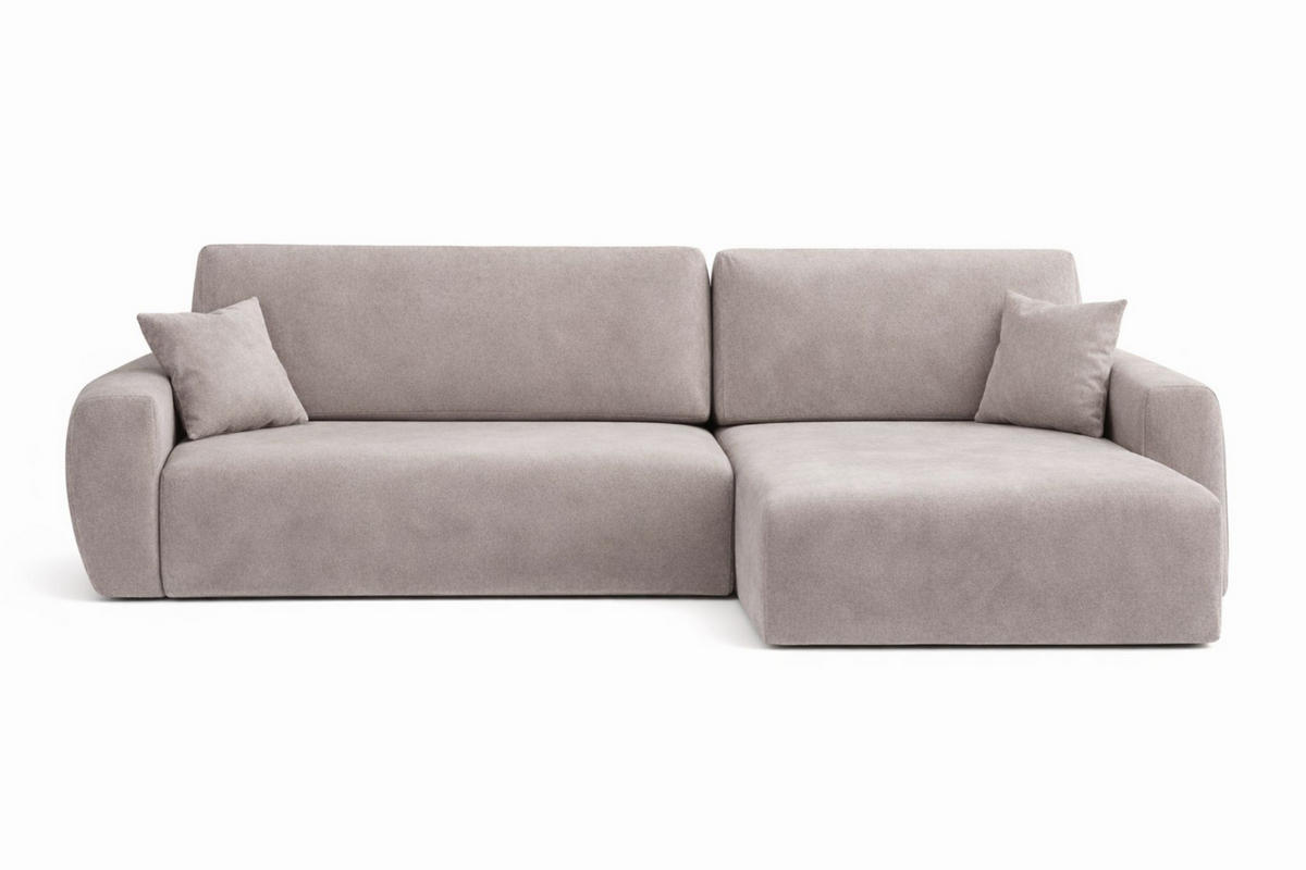 ECKSOFA Mit Schlaffunktion Ariel L, Velours, Stoff Salvador, Grau, Rechts - Grau, Holz (250/142cm) - Kaiser Möbel