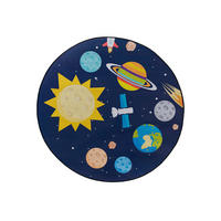 KINDERTEPPICH Bambini Stella Mazovia Rund Ø120cm Marineblau Weltraum Kurzflor - Multicolor, Textil (120/120cm) - Mazovia