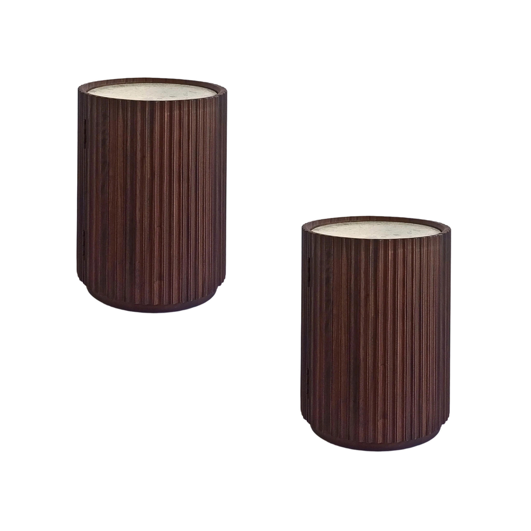 NACHTTISCH Franz 2er Set, Walnuss - Braun, Holz (42/55/42cm) - WOODEK