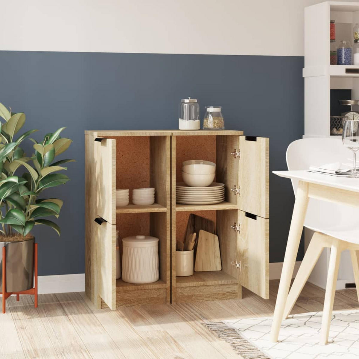 SIDEBOARDS 2Er Set Sonoma-Eiche 30/30/70 Cm Holzwerkstoff - Braun, Holzwerkstoff (30/70/30cm) - vidaXL