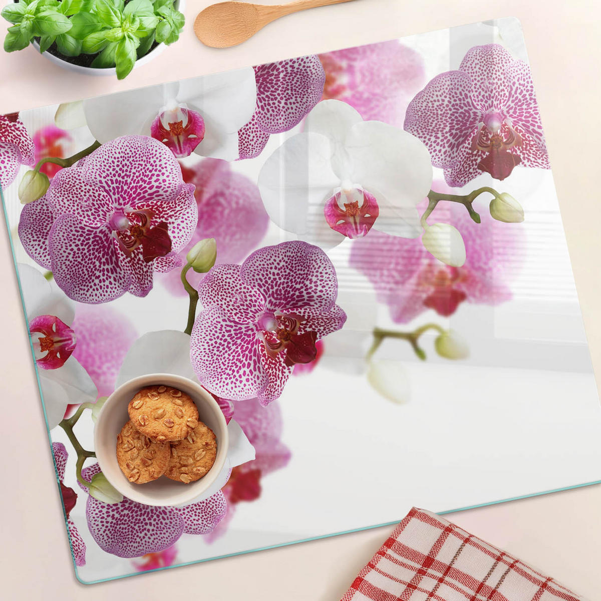 GLASPLATTE 60x52 cm Orchidee - Pink, Glas (60/0.4/52cm) - TULUP