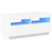 TV-SCHRANK Mit Led-Leuchten Hochglanz-Weiss 80/35/40 Cm - Weiß, Holzwerkstoff (30/40/150cm) - vidaXL